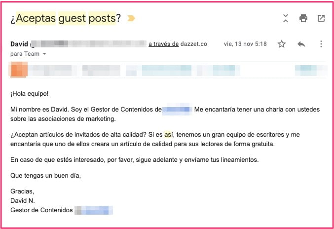 Guest blogging email template